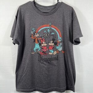Disney Parks Mickey And Friends Disneyland Retro Logo Large Grey T-Shirt 0858